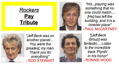 Paul McCartney, Rod Stewart and Ronnie Wood